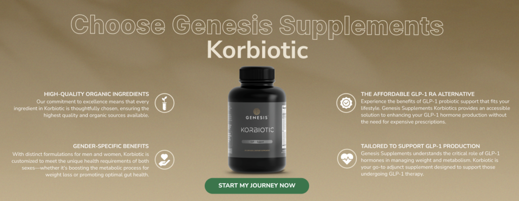 Korbiotic by Genesis Supplements with all the benefits of a probiotic support for how glp 1 works on blood sugar and weight